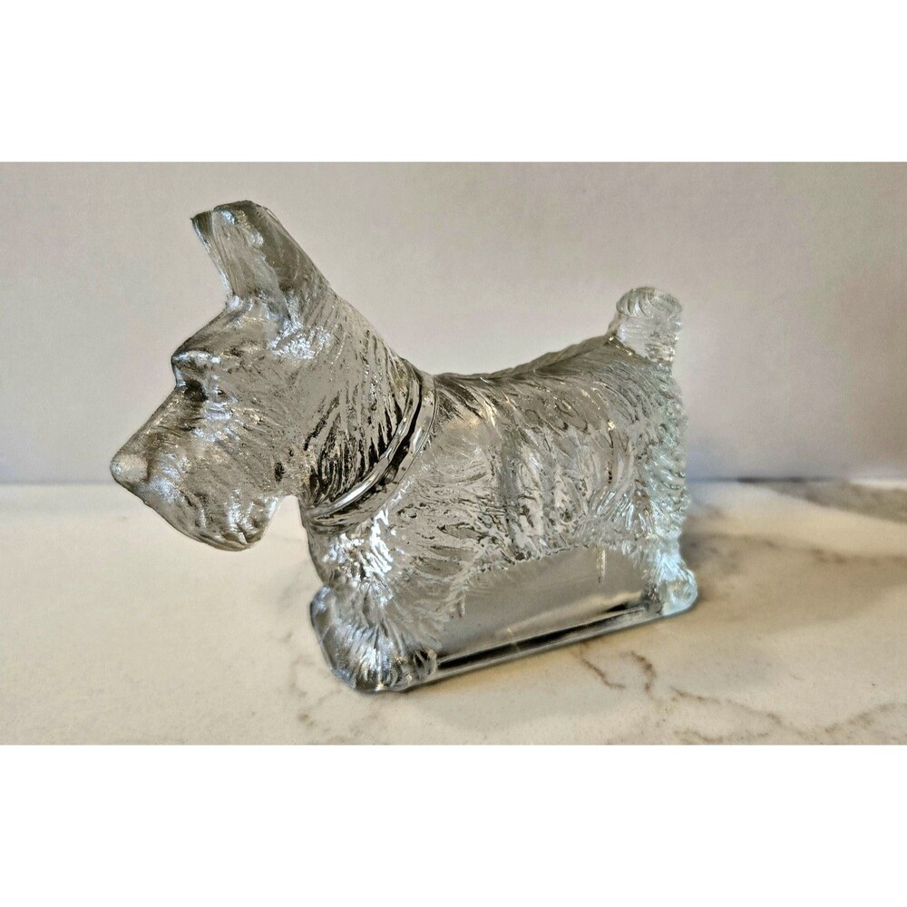 Vintage Candy Container Scottish Terrier Scotty Dog Figurine Statue Clear Glass